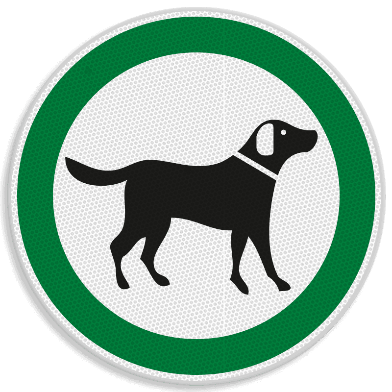 Verkeersbord Loslopende honden toegestaan