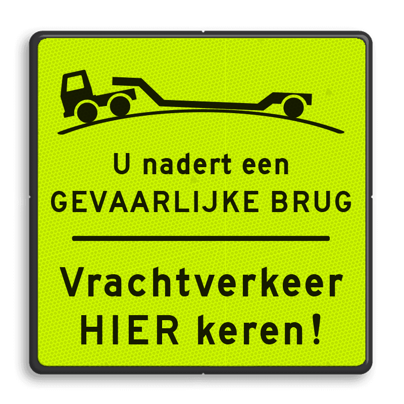 Verkeersbord - Gevaarlijke overweg, vrachtverkeer hier keren