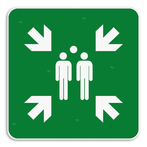 Panneau de lieu de rassemblement E007 - Réfléchissant