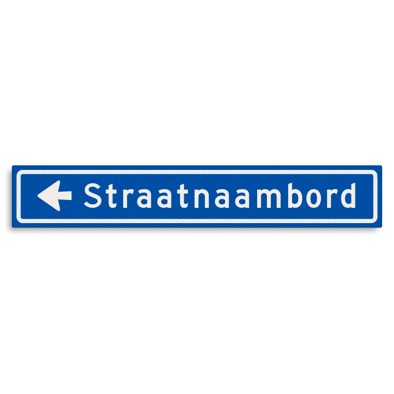 Straatnaambord KOKER 900x150mm - max. 16 karakters - met pijl NEN1772