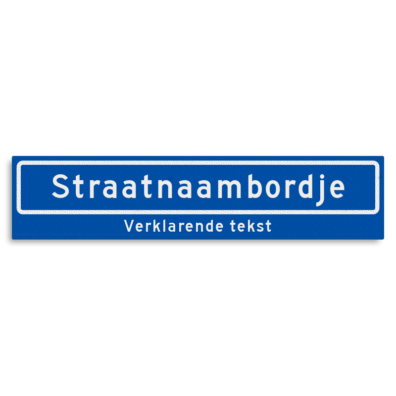 Straatnaambord KOKER 900x200mm - max. 16 karakters - met ondertekst NEN1772