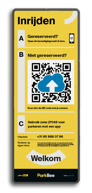 Informatiebord inrijden (QR-code) - 300x800 - ParkBee