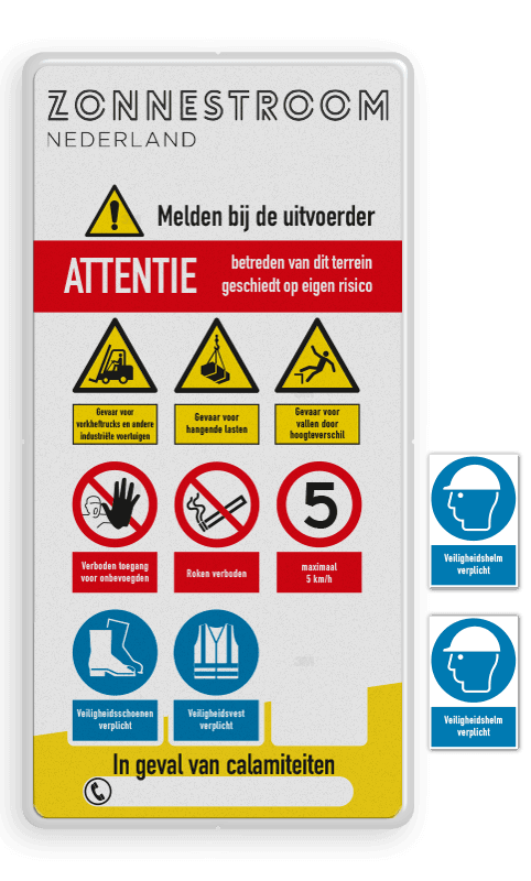 Veiligheidsbord met pictogrammen in huisstijl - reflecterend