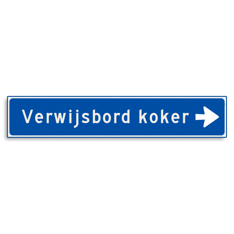 Verwijsbord KOKER Blauw/wit - pijl rechts - Klasse 3 reflecterend