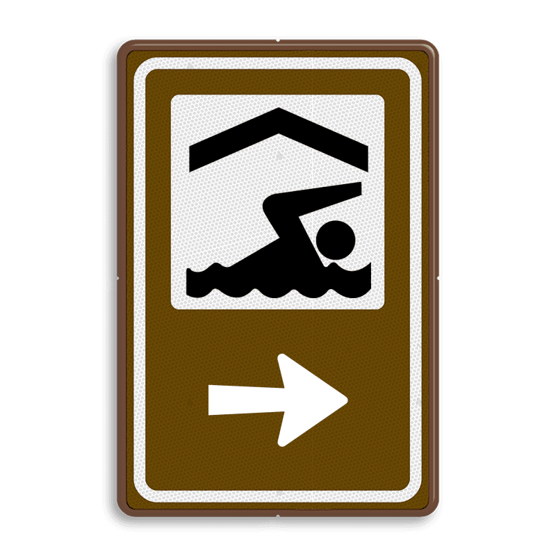 Routebord BW101 (bruin) - 1 pictogram met aanpasbare pijl