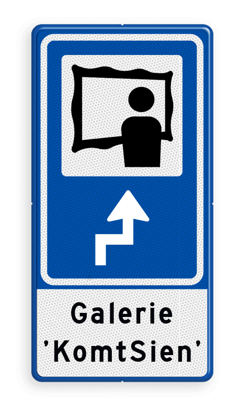 Routebord BW101 (blauw) - 1 pictogram met aanpasbare pijl en tekstvlak