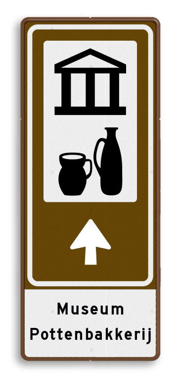 Routebord BW101 (bruin) - 2 pictogrammen aanpasbare pijl en tekstvlak