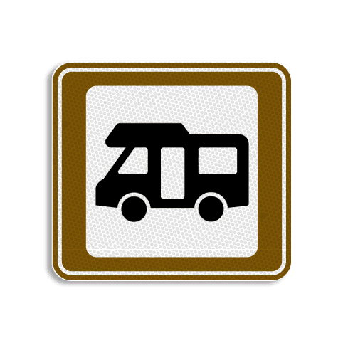 Vlak terreinbord 119x109mm - Pictogram Camperplaats