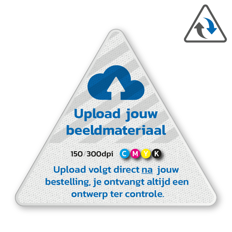 Verkeersbord DOR driehoek reflecterend + eigen opdruk