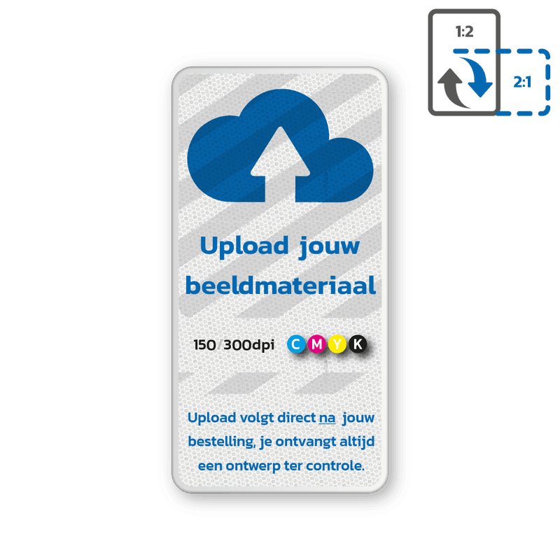 Verkeersbord DOR rechthoek 2:1 reflecterend +  eigen ontwerp/opdruk