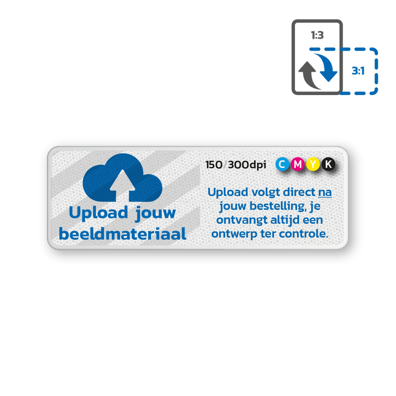 Verkeersbord DOR rechthoek 3:1 reflecterend + eigen opdruk
