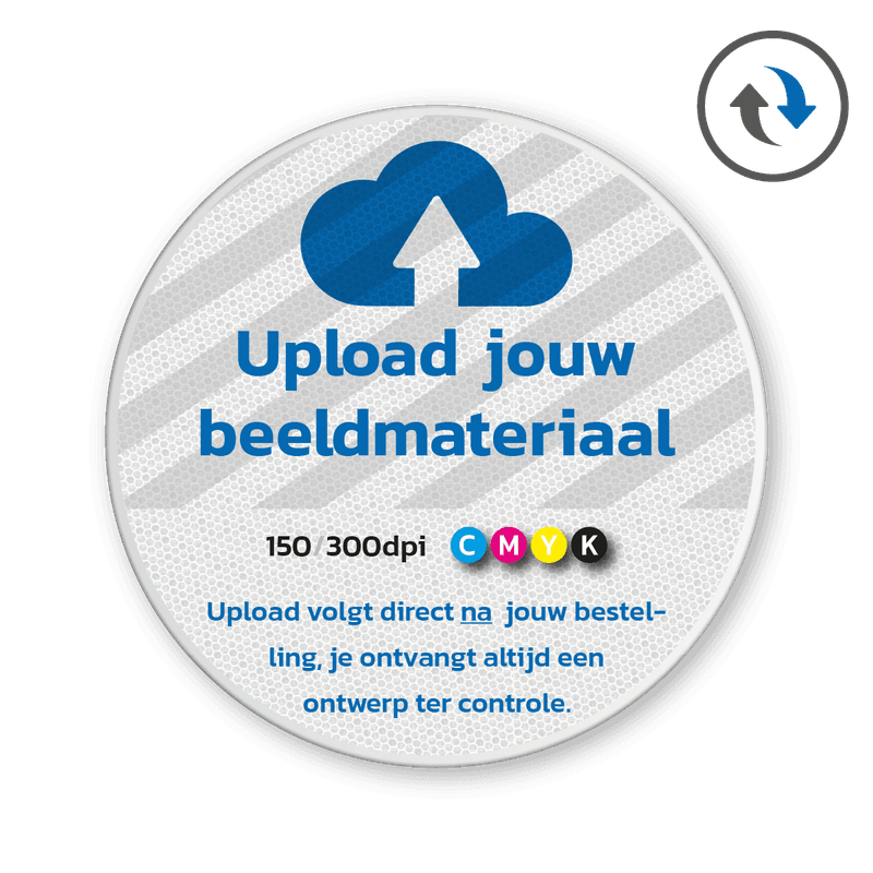 Verkeersbord rond DOR reflecterend met eigen ontwerp/opdruk