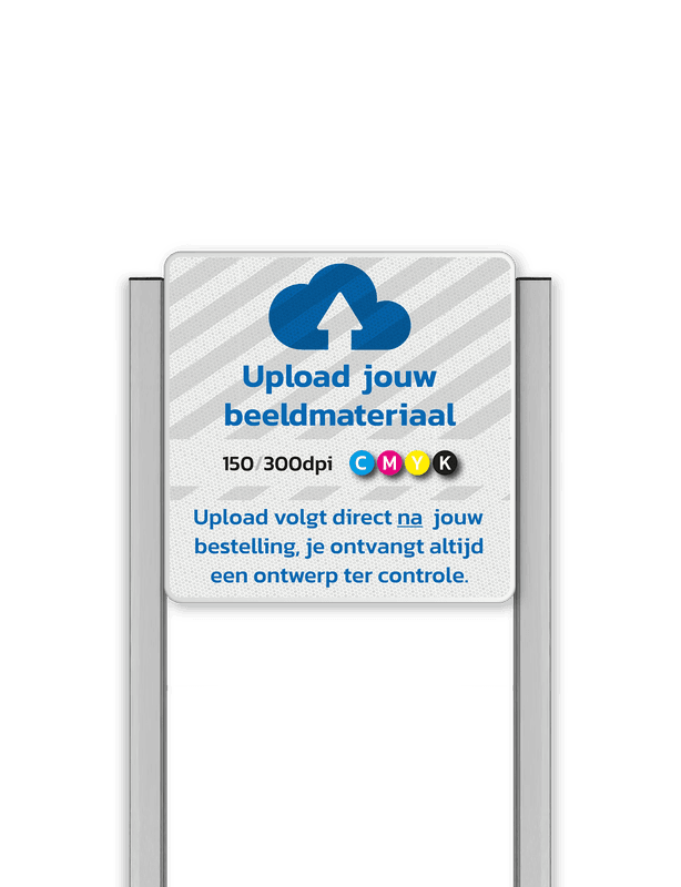 Portaalsysteem TS met informatiebord 1:1 met aluminium geborstelde staanders
