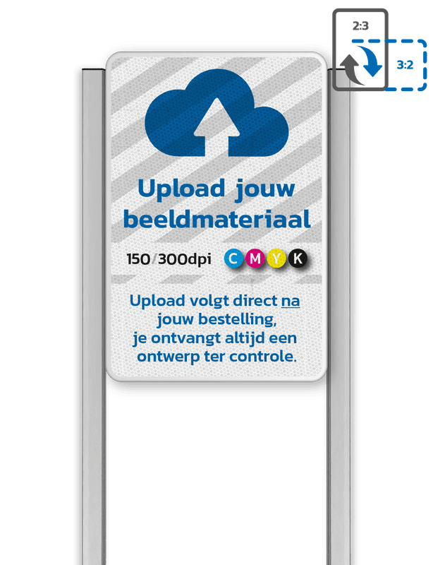 Portaalsysteem TS met informatiebord 3:2 met aluminium geborstelde staanders