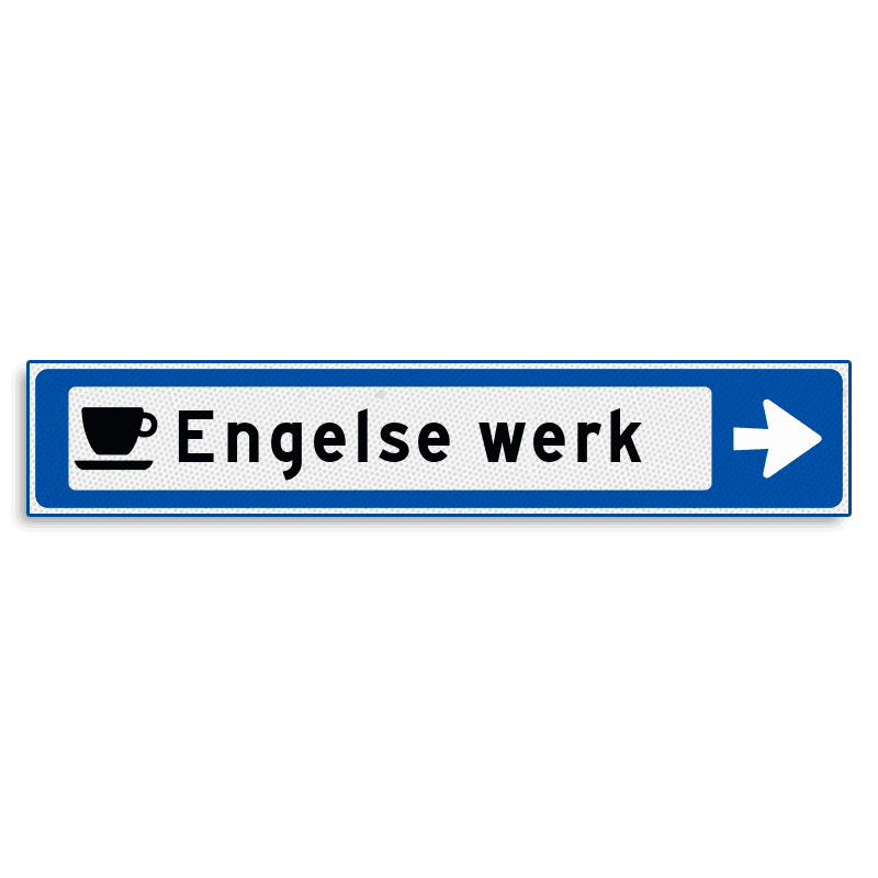 Verwijsbord KOKER Blauw/wit/zwart - pijl rechts, met 1 pictogram - Klasse 3 reflecterend