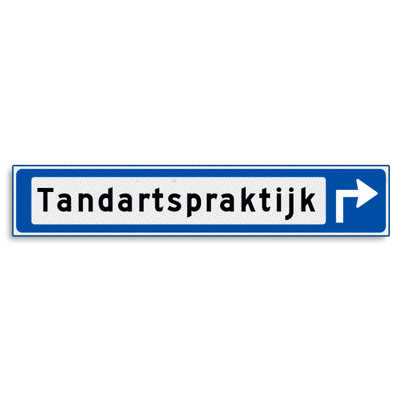 Verwijsbord KOKER Blauw/wit/zwart - met pijl, zonder pictogram - Klasse 3 reflecterend