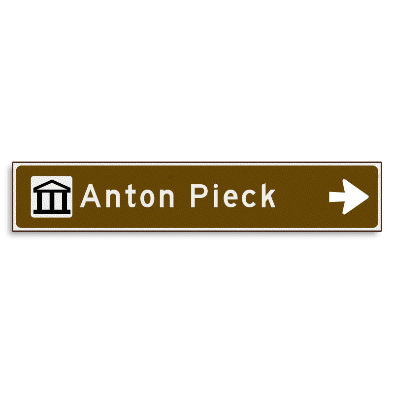 Verwijsbord KOKER Bruin/wit/zwart - pijl rechts, met 1 pictogram - Klasse 3 reflecterend