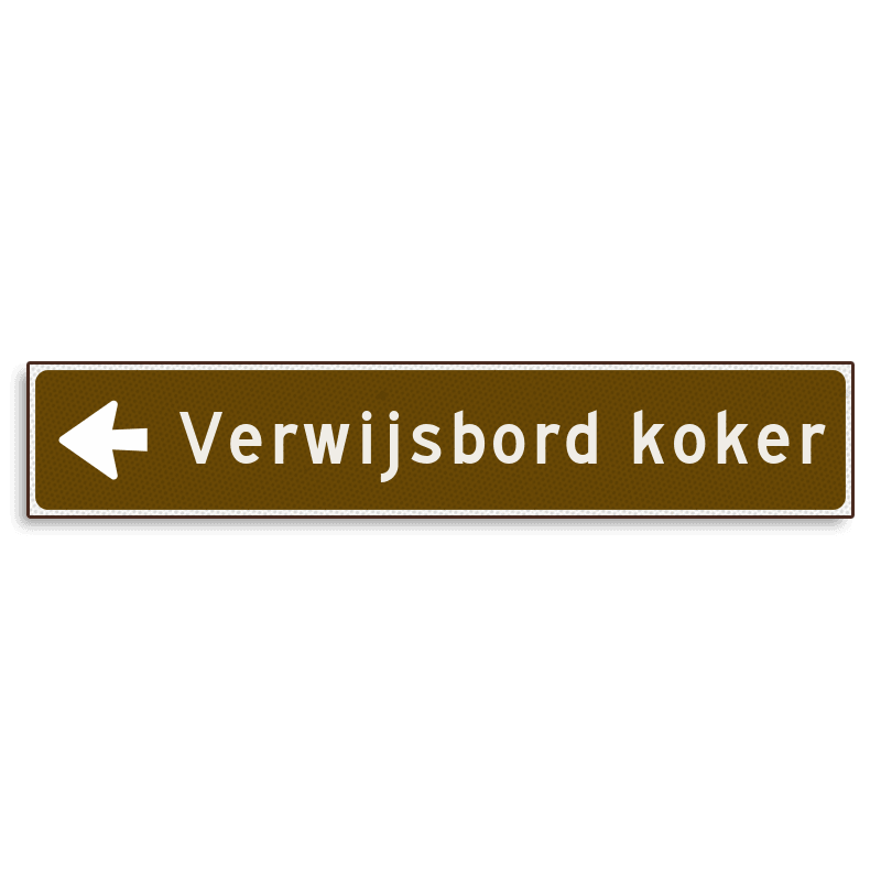Verwijsbord KOKER Bruin/wit - pijl links - Klasse 3 reflecterend