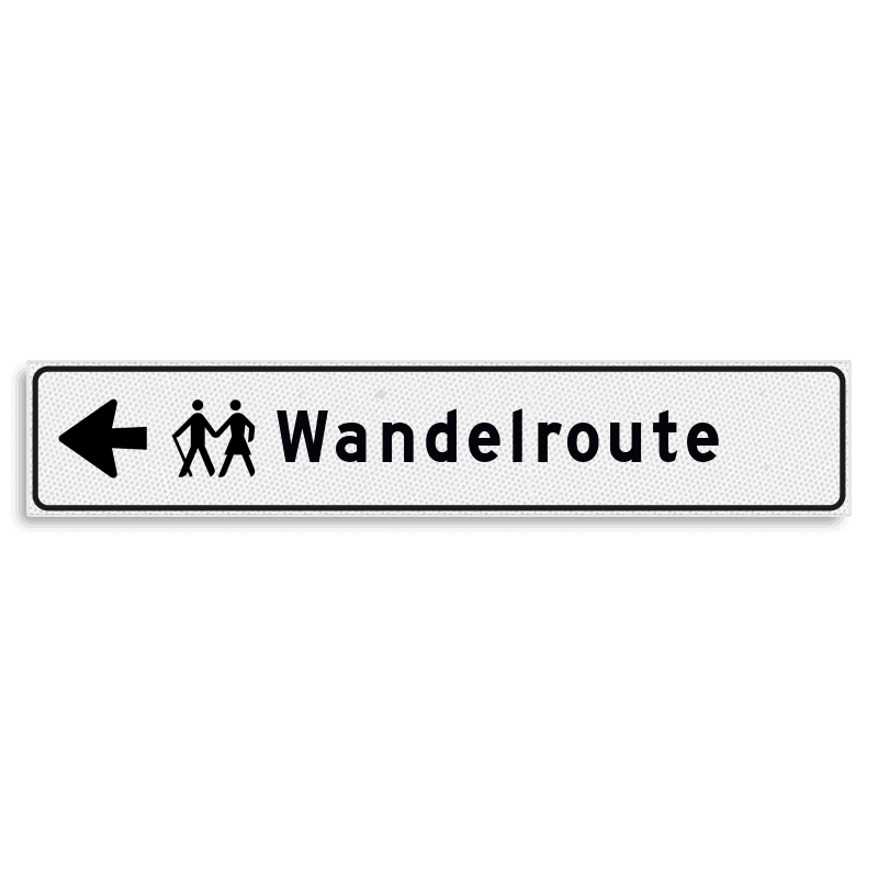 Verwijsbord KOKER Wit/zwart - pijl links, met 1 pictogram - Klasse 3 reflecterend