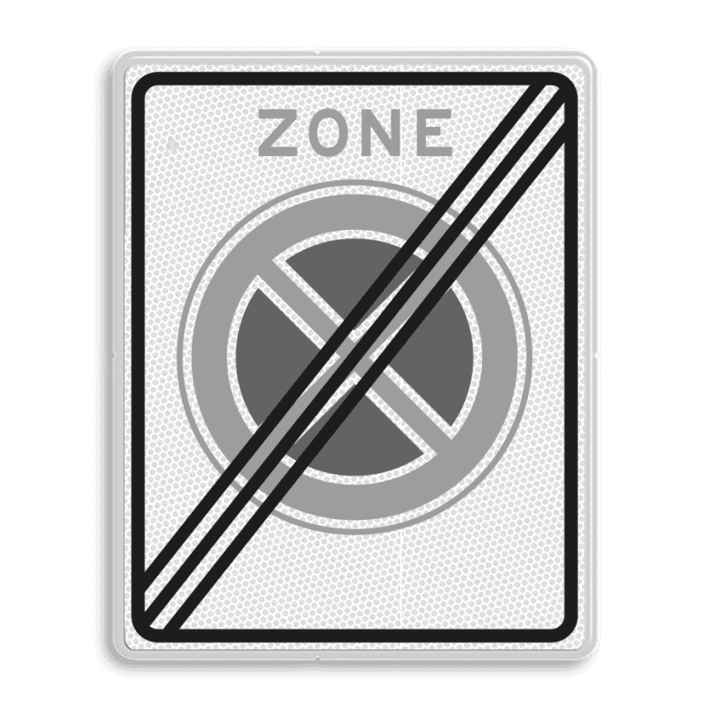 Verkeersbord RVV E02ze - einde zone verboden stil te staan