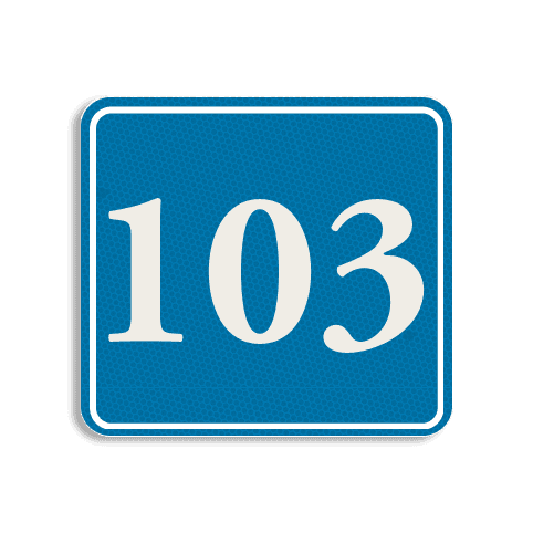 Autocollant numéro maison bleu/blanc classique pour conteneur