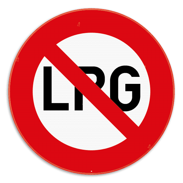 Verbodsbord - Verboden toegang voor voertuigen op LPG