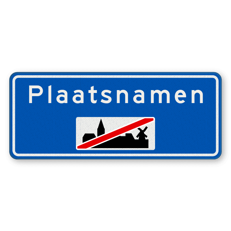 Plaatsnaambord 1600x650mm RVV H02a - Einde bebouwde kom