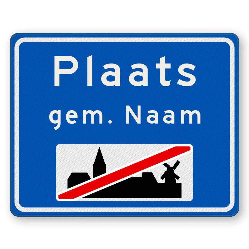 Plaatsnaambord 1000x800mm RVV H02b - Einde bebouwde kom