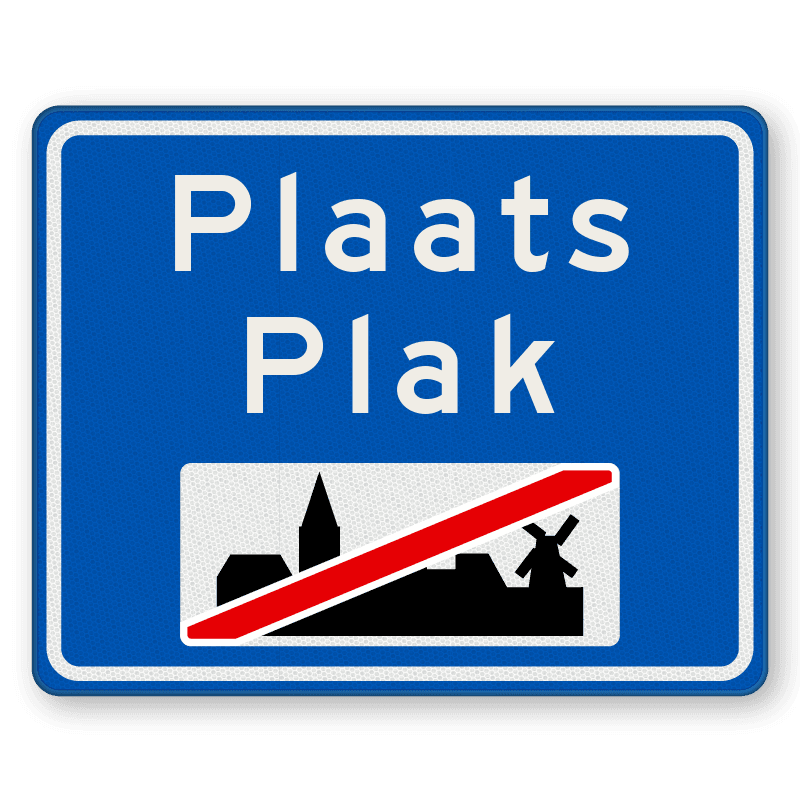 Plaatsnaambord 1000x800mm RVV H02c - Einde bebouwde kom