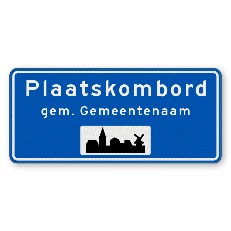 Plaatsnaambord 1800x800mm RVV H01b - Begin bebouwde kom