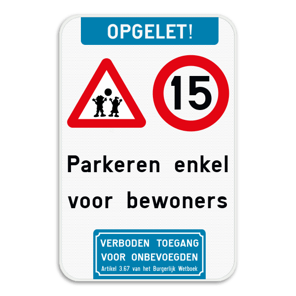 Bord Opgelet - Spelende kinderen - C43 - eigen tekst