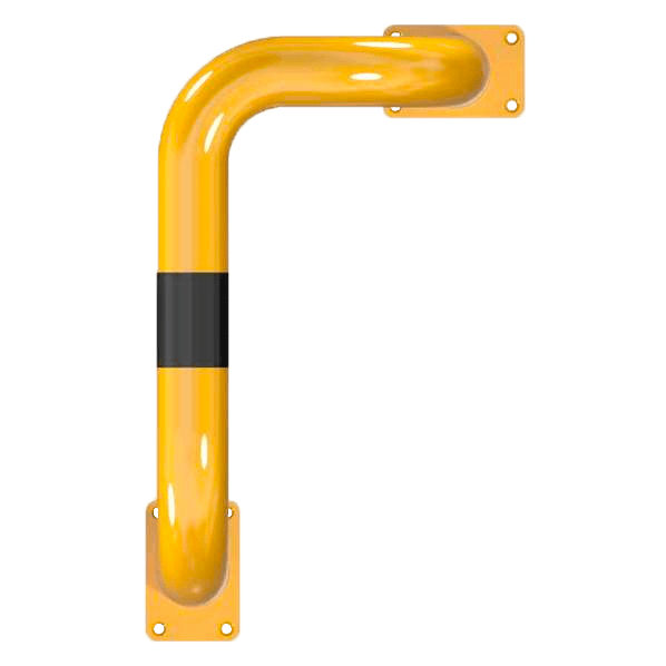 Arceau de protection à angle court en acier Ø 76 mm – Jaune/noir