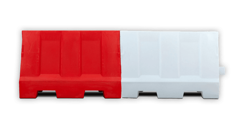 Kunststof barrier rood-wit - 1200x400x800 mm vulbaar met water of zand