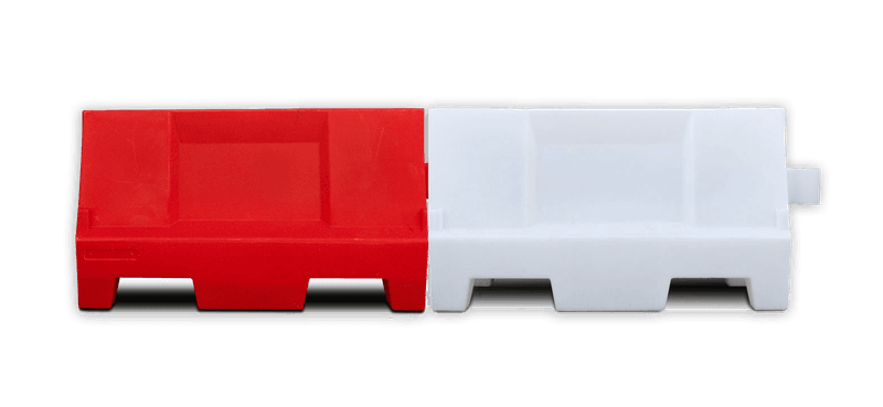 Kunststof barrier 1000x400x550mm - rood/wit - vulbaar met water of zand