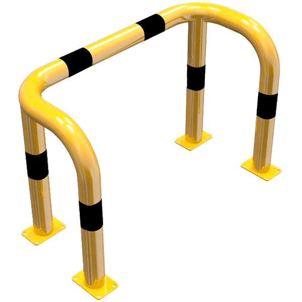 Arceau de protection double angle en acier Ø 76 mm jaune/noir