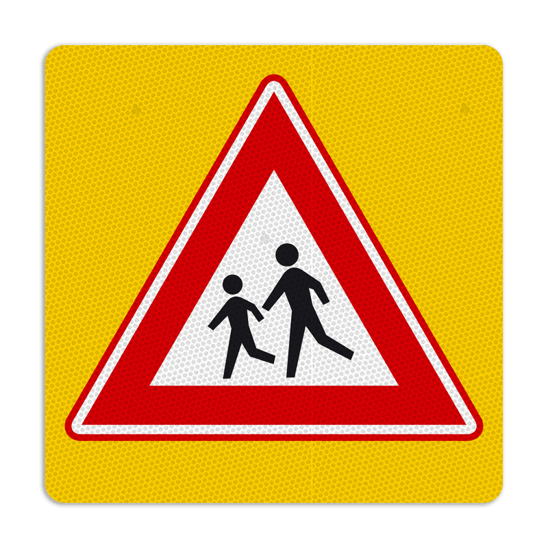 Autocollant Attention aux enfants réfléchissant 350 x 350 mm