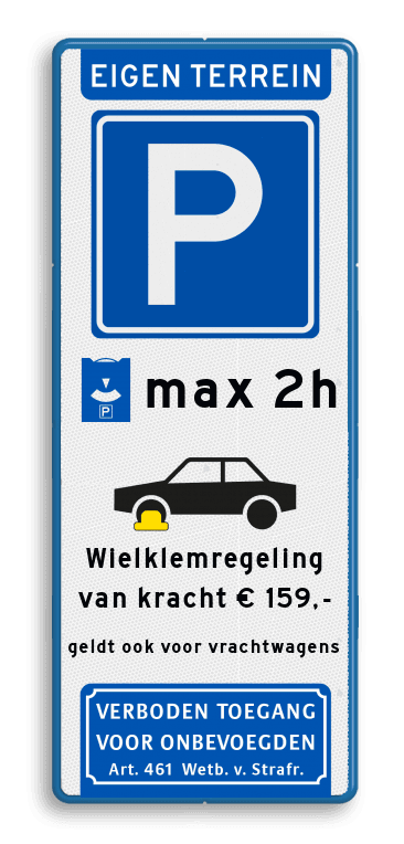 Verkeersbord 400x1000mm ET-E04-parkeerschijf-VT-WKR-VT