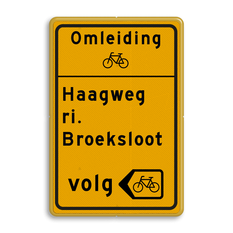 Omleidingsbord - eigen tekst + picto + pijlkader fietsers