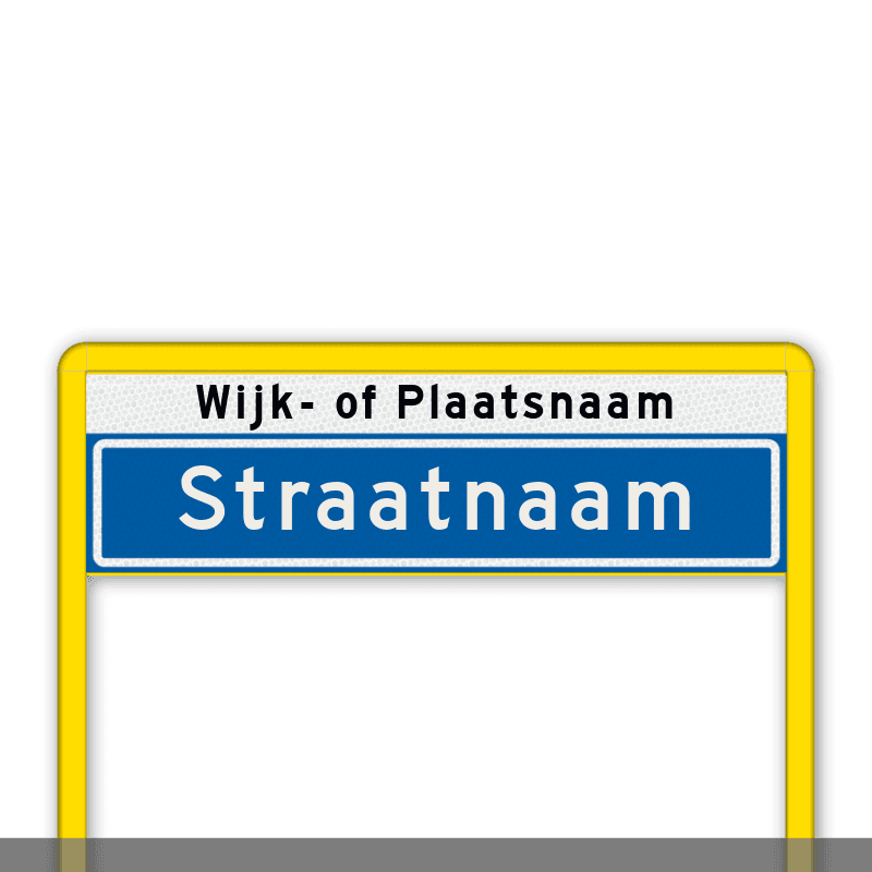 Straatnaamportaal 1200mm breed, 1 regelig met Wijk- of Plaatsnaam
