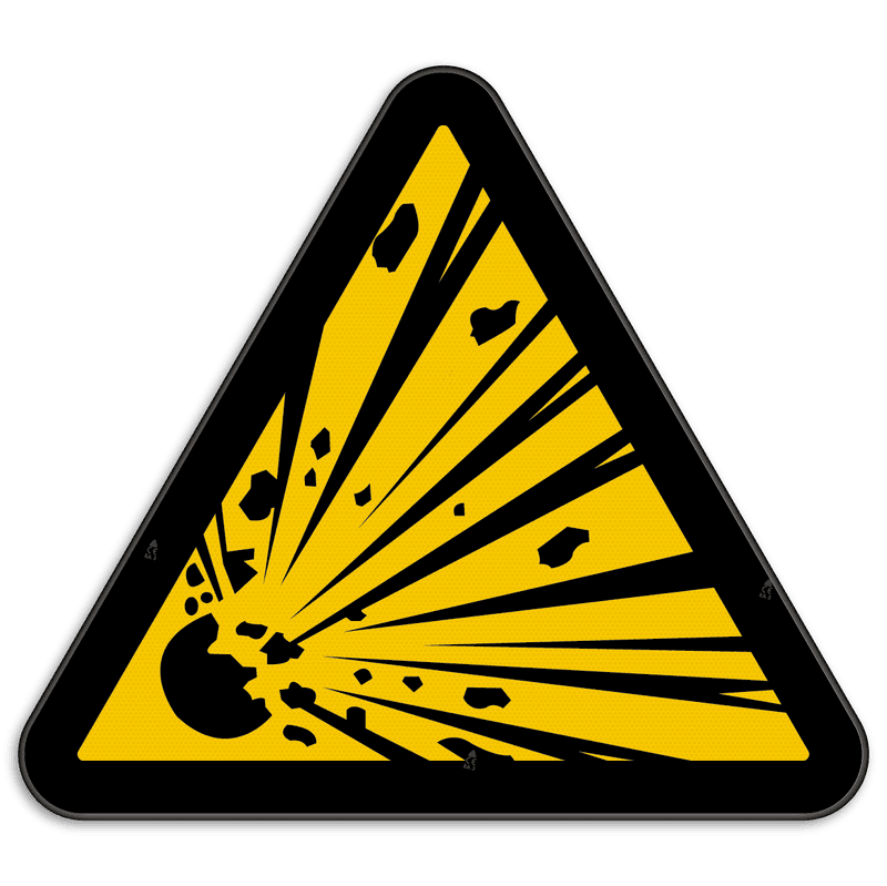 Panneau d'avertissement W002 - Matières explosives, risque d’explosion
