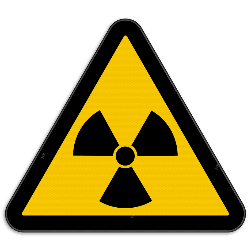 Waarschuwingsbord W003 - Gevaar voor radioactief materiaal