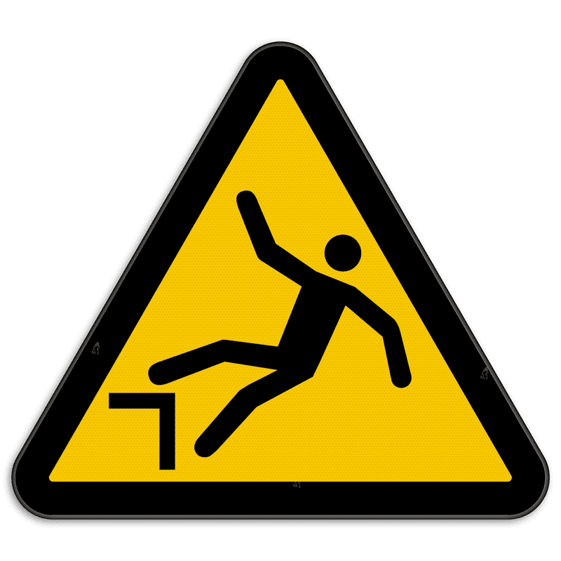 Panneau d'avertissement W008 - Chute avec dénivellation