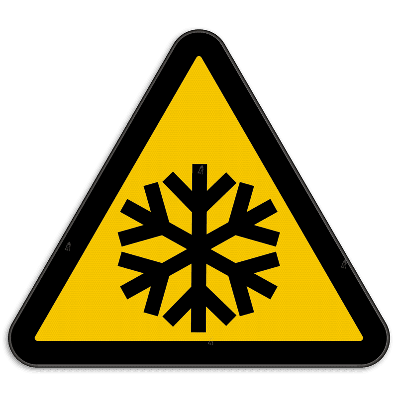 Waarschuwingsbord W010 - Gevaar voor lage temperatuur en/of bevriezing