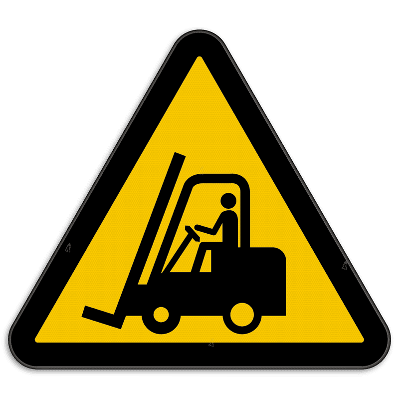 Waarschuwingsbord W014 - Gevaar voor vorkheftrucks en andere industriële voertuigen