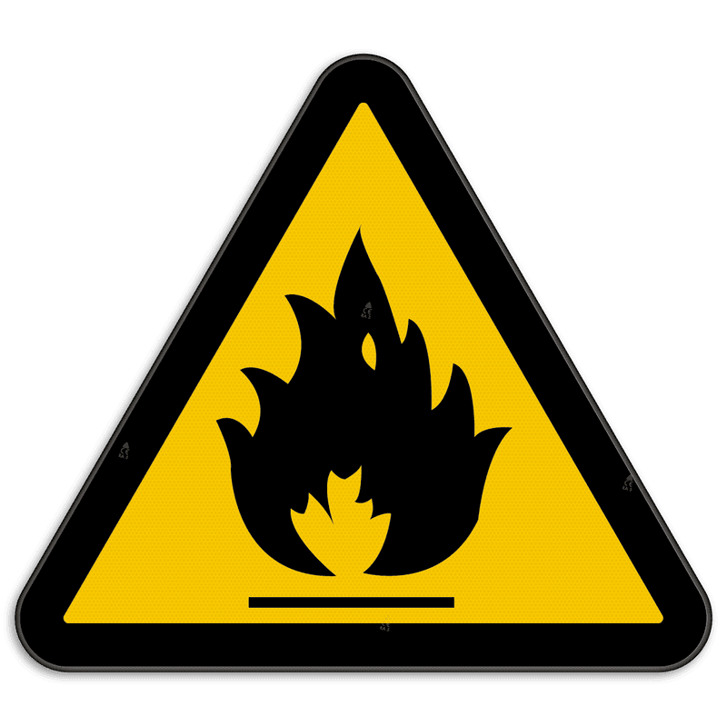Waarschuwingsbord W021 - Gevaar voor ontvlambare stoffen of hoge temperatuur