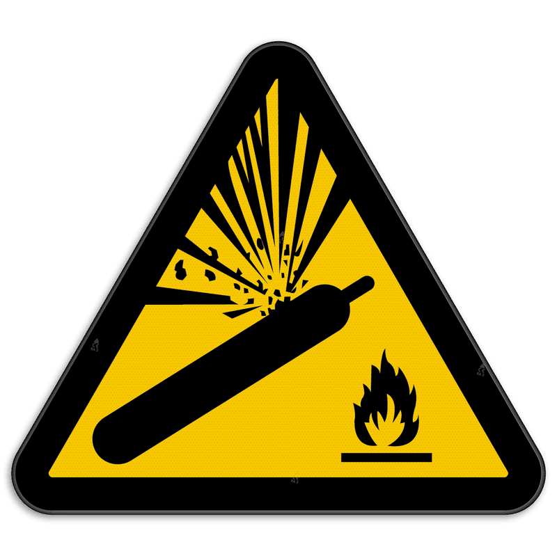 Waarschuwingsbord W029 - Gevaar voor Gascilinder onder druk