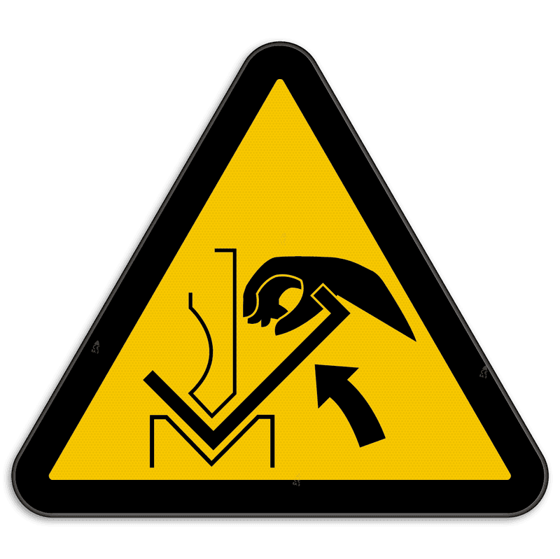 Waarschuwingsbord W031 - Gevaar voor beklemming tussen materiaal en persbank