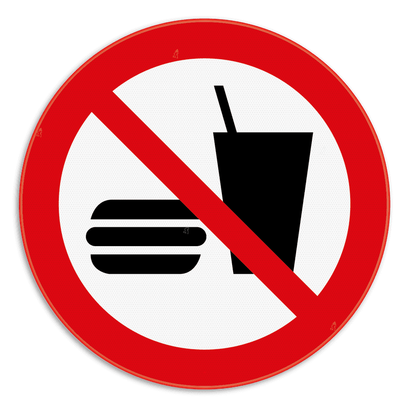 Verbodsbord - Eten en drinken verboden - pictogram P022