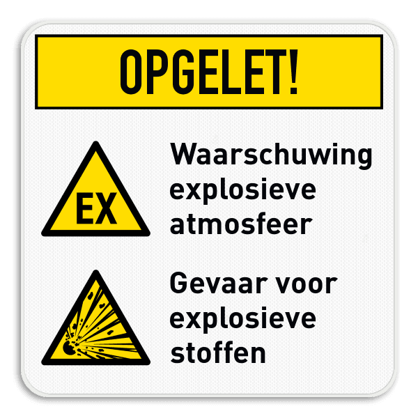Waarschuwingsbord | Banner met 2 pictogrammen + uitleg