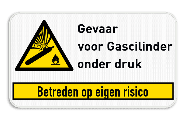 Waarschuwingsbord W029 - aanpasbare tekst + banner